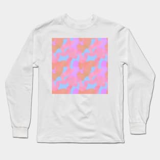 Watercolor pink orange on baby blue background Long Sleeve T-Shirt